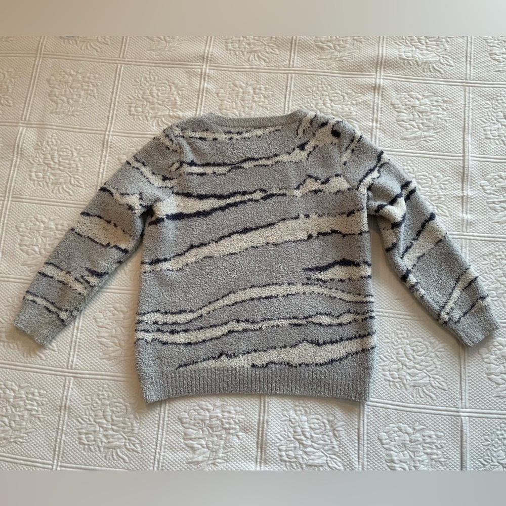 Barefoot Dreams CozyChic Seaside Crew-Neck Pullover Sweater Ocean Zebra - Picture 4 of 9